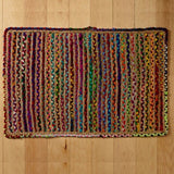 2' X 3' Rainbow Colors Jute Rag Braided Scatter Rug