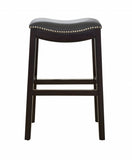 31" Gray And Espresso Faux Leather And Solid Wood Backless Bar Height Bar Chair