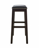 31" Black And Espresso Solid Wood Backless Bar Height Bar Chair