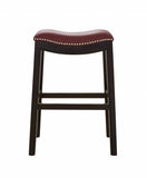 26" Dark Red And Espresso Solid Wood Backless Counter Height Bar Chair