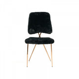 Set Of 2 Gold Black Fabric Solid Back Dining Chairs