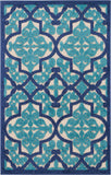 3' X 4' Blue And Ivory Moroccan Indoor Outdoor Area Rug