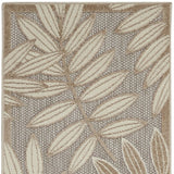 2' X 10' Gray And Ivory Floral Indoor Outdoor Area Rug