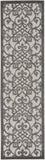 2' X 6' Gray Floral Indoor Outdoor Area Rug
