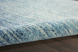 6' Ivory And Blue Abstract Power Loom Runner Rug
