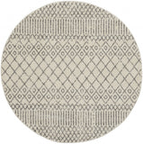 4' Gray Round Geometric Power Loom Area Rug