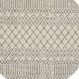 4' Gray Round Geometric Power Loom Area Rug
