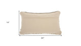 Blue And White Macrame Lumbar Pillow