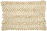 Cream Pom-Pom Detailed Lumbar Pillow