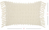 Tassel Detailed White Lumbar Pillow