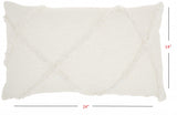 White Abstract Shaggy Detail Lumbar Pillow