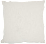 White Abstract Shaggy Detail Throw Pillow