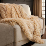 Beige Faux Fur Ombre Plush Throw