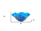 Abstract Multi Color Glass Centerpiece Bowl
