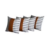 22 X 22 Brown Faux Leather Throw Pillow Cover