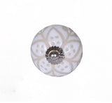 Set Of 12 Vintage Beige And White Floral Ceramic Knobs