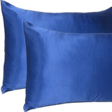 Bright Blue Dreamy Set Of 2 Silky Satin Standard Pillowcases