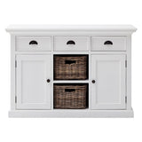 White Modern Farmhouse Large Accent Cabinet With Baskets