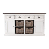 Modern Farmhouse Brown And White Buffet Server With Baskets