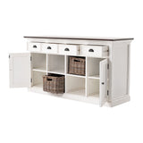 Modern Farmhouse Brown And White Buffet Server With Baskets