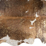6' X 7' Brown White And Gold Natural Cowhide Area Rug