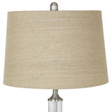 28" Silver Metal Standard Table Lamp With Beige Shade