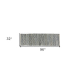3' X 8' Blue And Gray Ogee Runner Rug