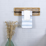 Cut Out Design Wood And Metal Towel Rack
