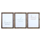 Set Of 3 Wooden Brave Calm Kind Wall Frame Decor