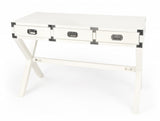 46" White Rubberwood Wood Writing Desk With Three Drawers