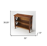 30" Brown Wood Two Tier Bookcase