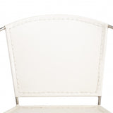 31" White And Gray Faux Leather Side Chair