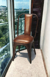 31" White And Gray Faux Leather Side Chair
