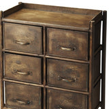 23" Bronze Metal Six Drawer Chest