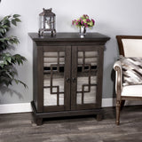 22" Brown And White Solid Wood Frame Standard Accent Chest With Two Drawers