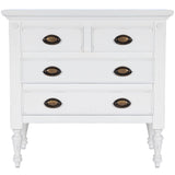 32" White Solid Wood Four Drawer Gentlemans Chest
