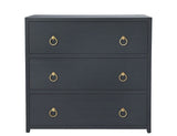 34" Navy Blue Three Drawer Standard Chest