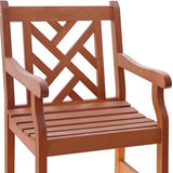 Brown Patio Armchair With Cross Back Design