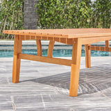 Natural Wood Metal Base Rectangular Coffee Table