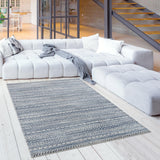 4’ X 6’ Navy Blue Decorative Stripes Area Rug