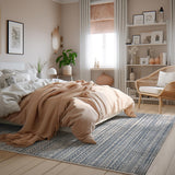 8’ X 11’ Navy Blue Decorative Stripes Area Rug