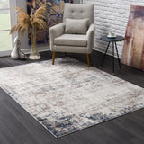 5’ X 8’ Navy Blue Distressed Striations Area Rug