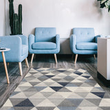 4’ X 6’ Navy Blue Geometric Diamond Area Rug