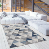 7’ X 10’ Navy Blue Geometric Diamond Area Rug