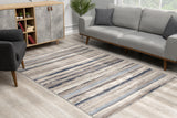 8’ X 11’ Blue And Beige Distressed Stripes Area Rug