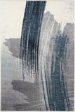 8’ X 11’ White And Blue Abstract Strokes Area Rug