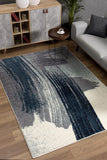 8’ X 11’ White And Blue Abstract Strokes Area Rug