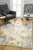 5' X 7' Gold Abstract Dhurrie Area Rug