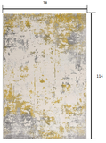 5' X 7' Gold Abstract Dhurrie Area Rug