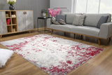5' X 7' Red Abstract Dhurrie Area Rug